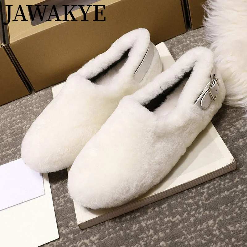 

Winter Warm Round Toe Fluffy Women's Loafers Fur inside Ladies Causal Shoes Office Lady Home Round toe Flat Shoes Women mujer