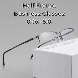 Business Men Optical Myopia Glasses Half Frame Women Short-sighted Eyeglasses Blue Light Blocking Eye Protection Eyeglass