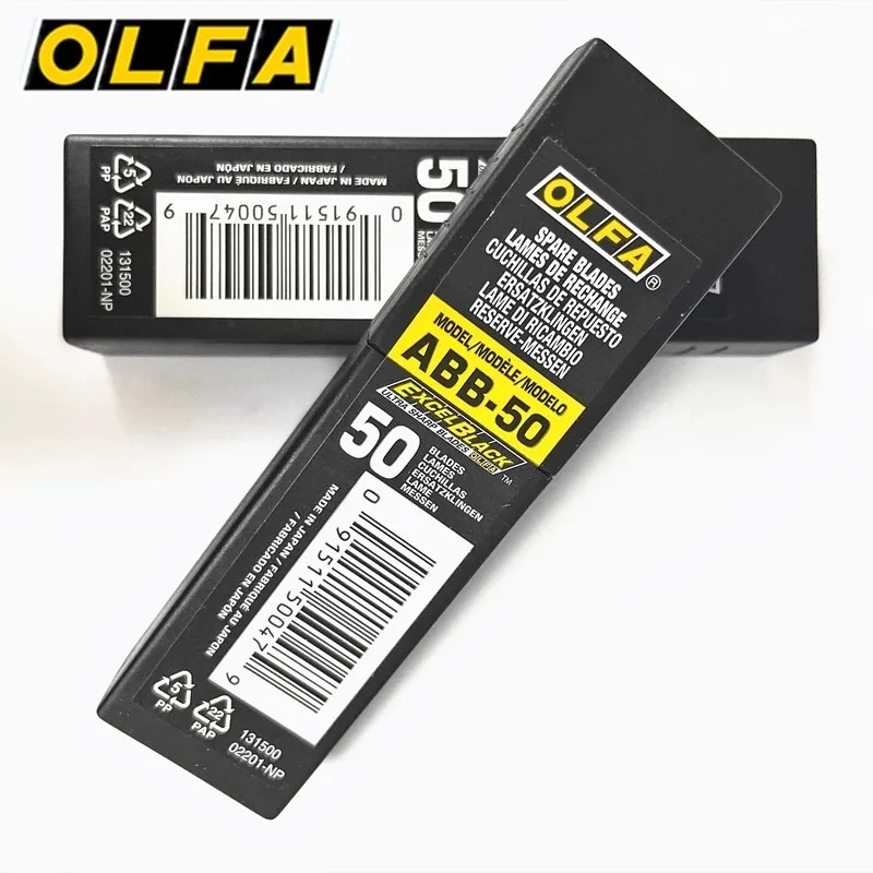 Imported Japan OLFA ABB-50 Small Utility Blade, 9MM Sharp Black Blade for Wallpaper, Fits LTD-04 Auto-Load Cutter