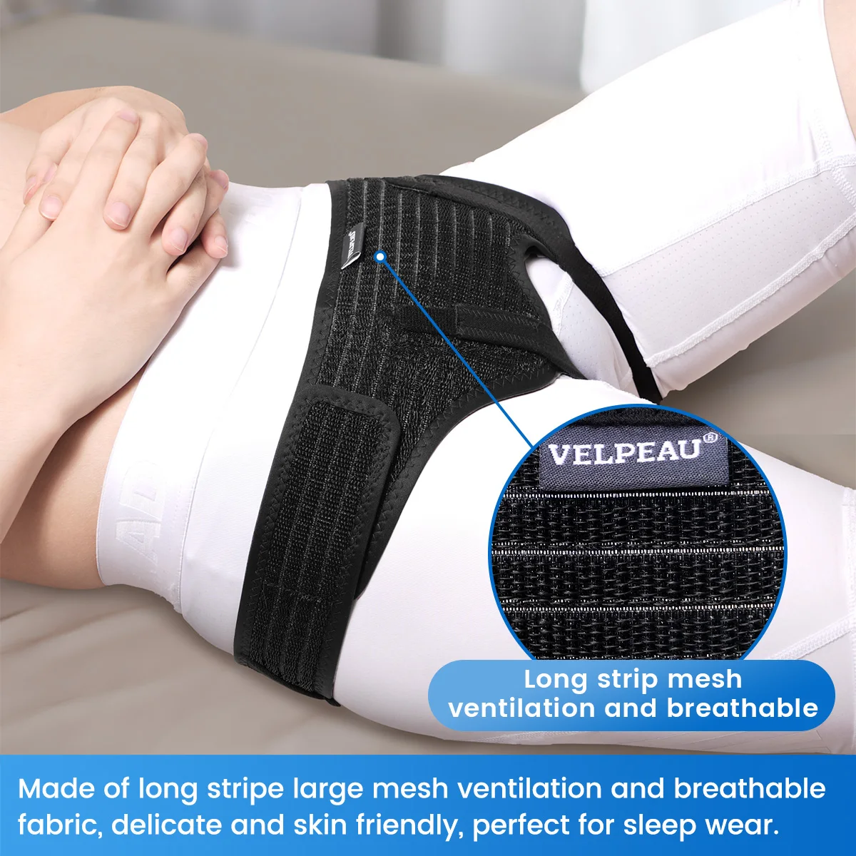 VELPEAU Hernia Belt for Single/Double Inguinal Pain Relief and Groin Hernia Support Adjustable with 2 Removable Compression Pads