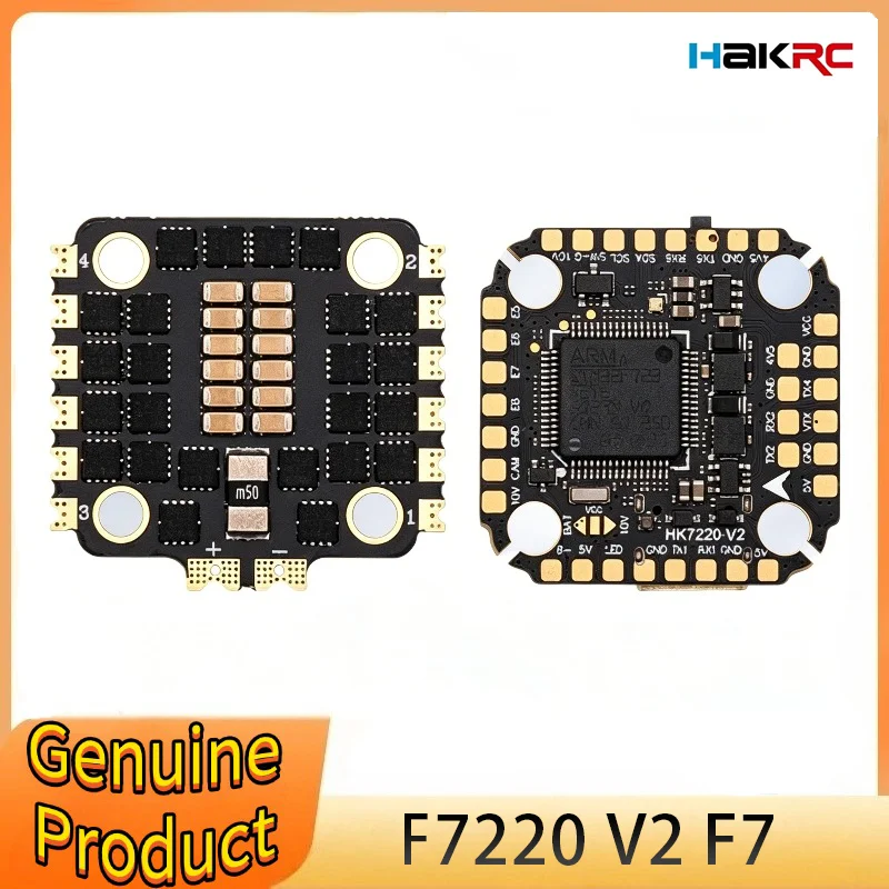 

HAKRC F7220 V2 F7 Mini Flight Controller Dual BEC 35/40/60/65A 4in1 ESC Stack DShot150/300/600/1200 PWM for RC FPV Racing Drone