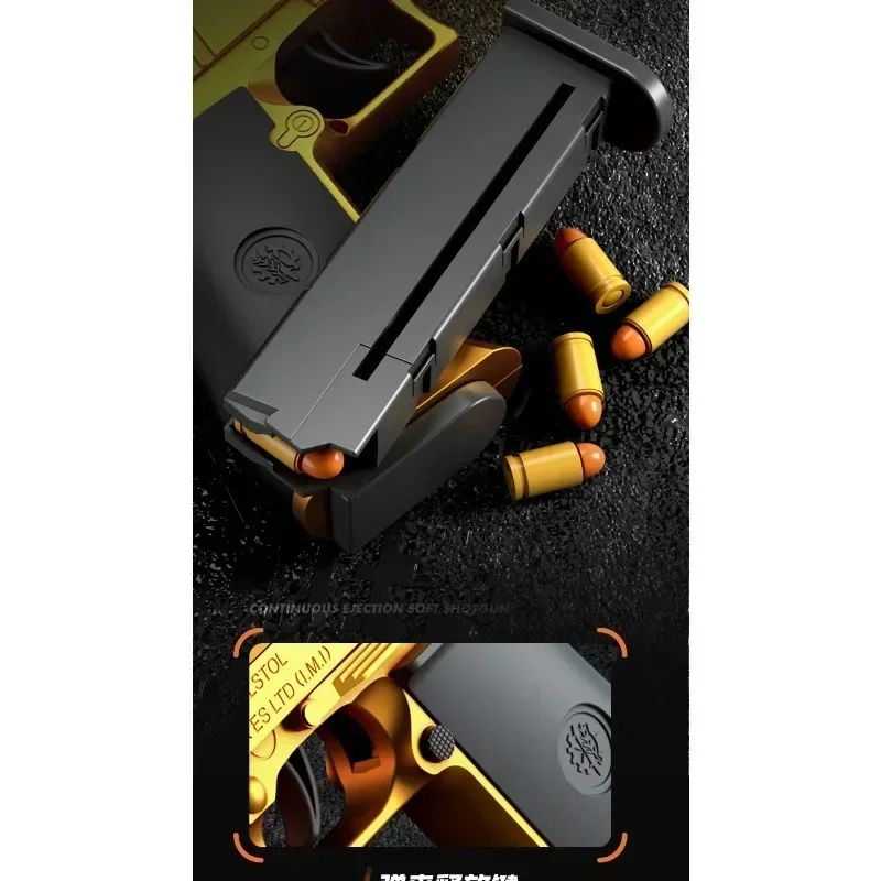 Desert Eagle - Pistola de juguete de eyección de carcasa automática negra, arma de ráfaga, pistola de bala suave, regalo para niños, juego al aire libre