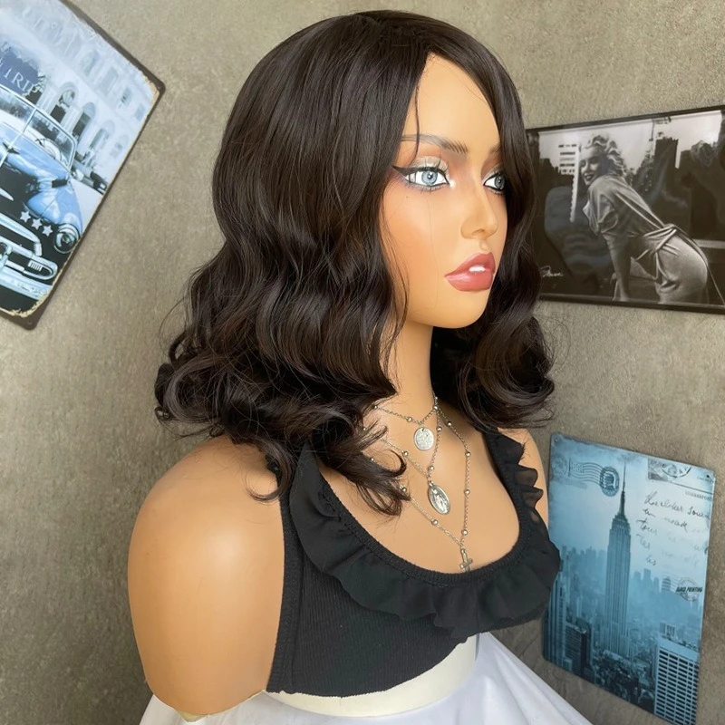 

Fashion Women's Wig Short Bobo Big Wave Natural Curly Hair Brown Chemical Fiber Mechanism Headgear