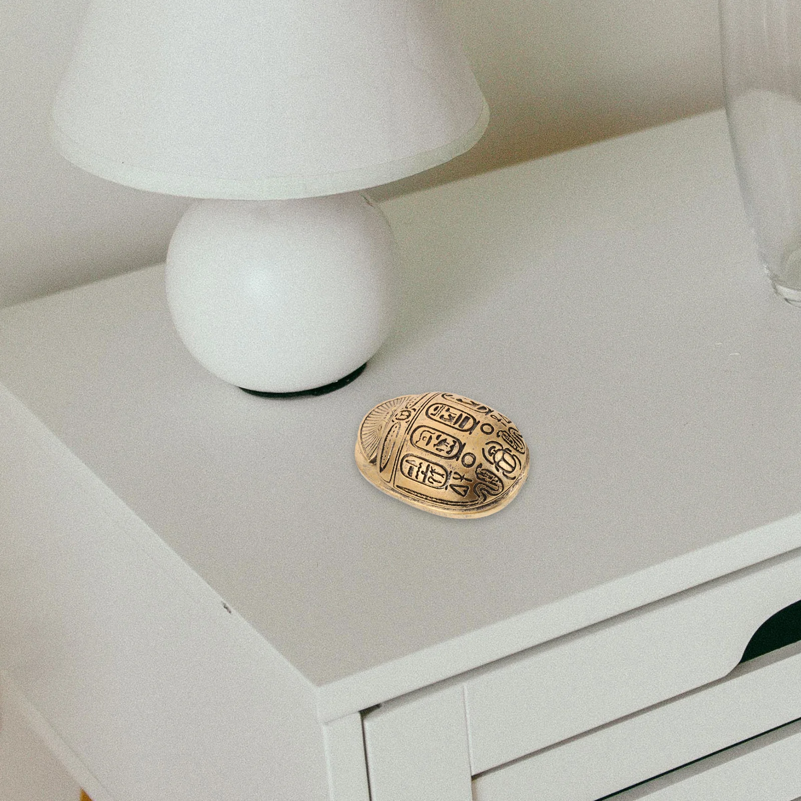 

Handcrafted Egyptian Scarab Beetle Statue Gold Accent Home Decor Positive Resin Art Collection