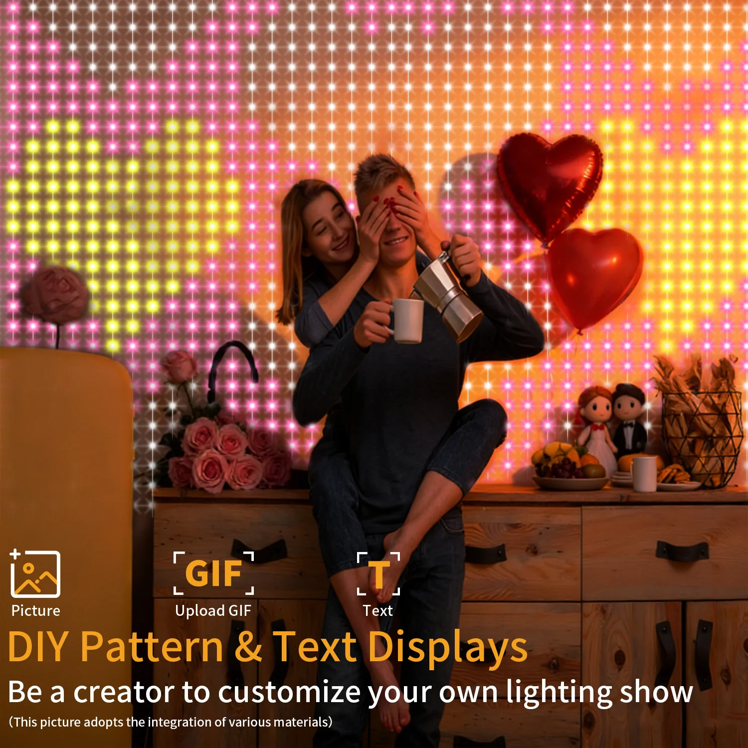 

Интеллектуальные световые шторы, 400 светодиодов, управление через приложение, музыкальные узоры, подарок-сюрприз, световые шторы для домашнего декора.