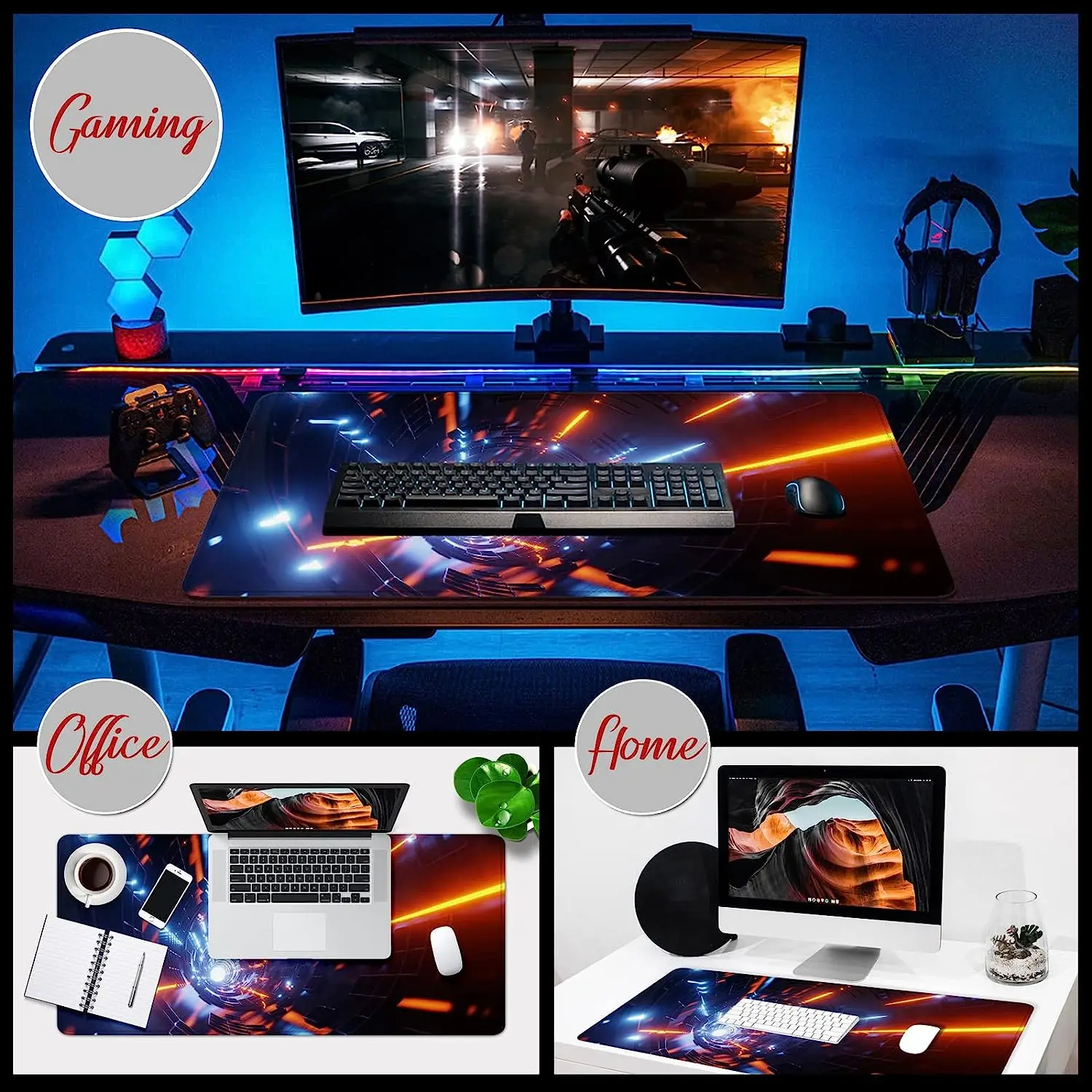 XXL Gaming Mouse Pad 35x15.7x0.12 inch Desk Rubber Mat Extra Large Mouse Pad with Personalized Design for Laptop Computer PC