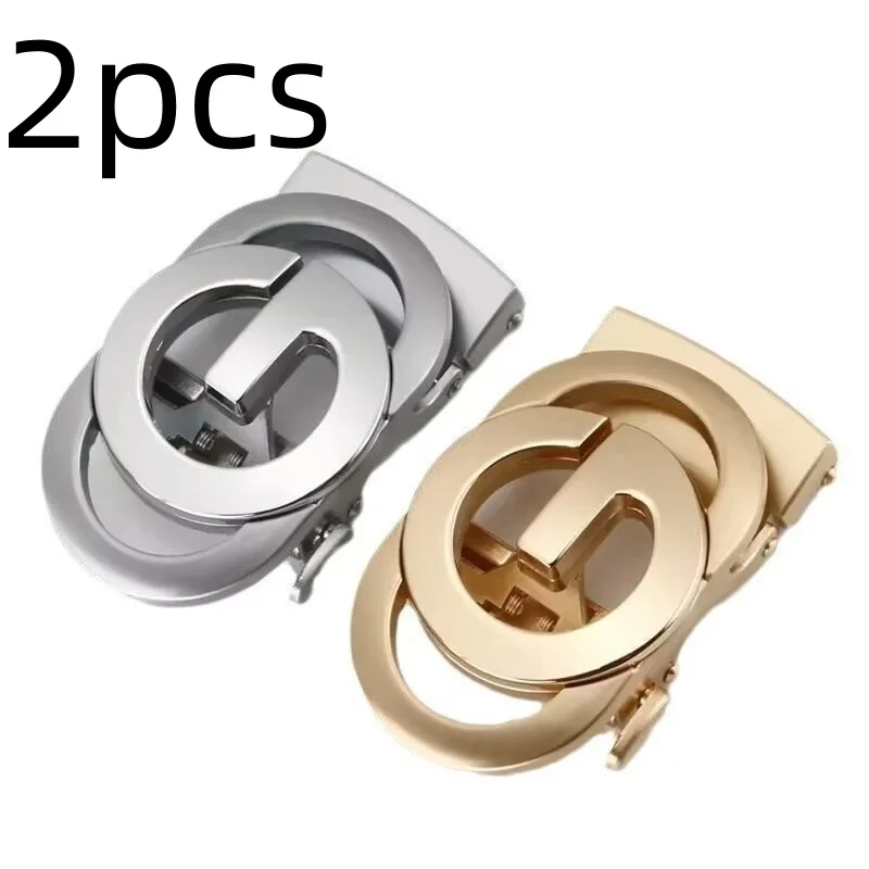 2Pcs Hollow Double‑Ring Automatic Belt Buckle For Men, Metal Ratchet Replacement Buckle, Waist Accessory Fits Compatible Ratchet