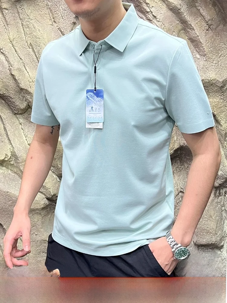 

High-End DL Tianmu Flax Cooln Fiber irt Summer Commute Outdoor Busin Qui Dry Stand Fit ort Sve T-irt