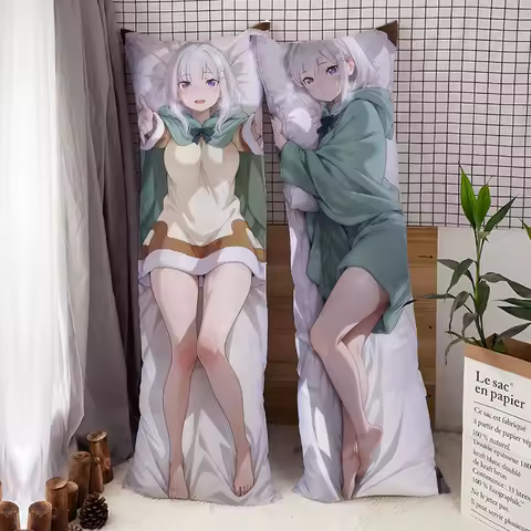 Anime Emiria Dakimakura Hugging Body Pillow Cover Cartoon Emilia HD Printed Soft Sleeping Throw Cushion Pillowcase Home Bedding