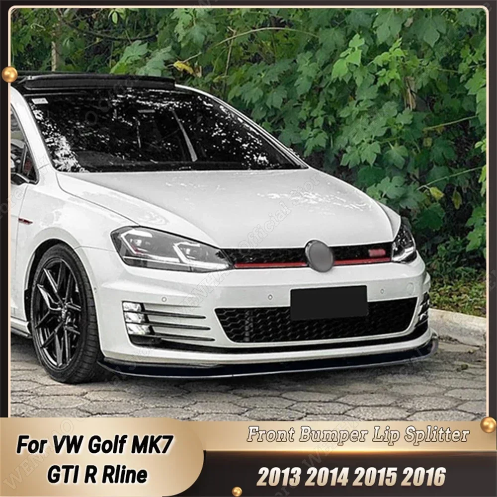 Car Front Bumper Lip Splitter Spoiler Diffuser Body Kit Tuning For VW Golf MK7 GTI R Rline 2013 2014 2015 2016 Gloss Black ABS