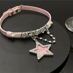 Luxury Crystal Rhinestone Heart Start Pendant Collar Sexy Cross Chocker Necklace Krean Kawaii Jewelry Accessory Gift