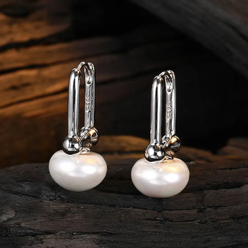 

Classic Female Earrings 925 Sterling Silver Heart Shaped Pearl Earrings for Women Pearl Ear Bridal Women Girls Gift Jewelry