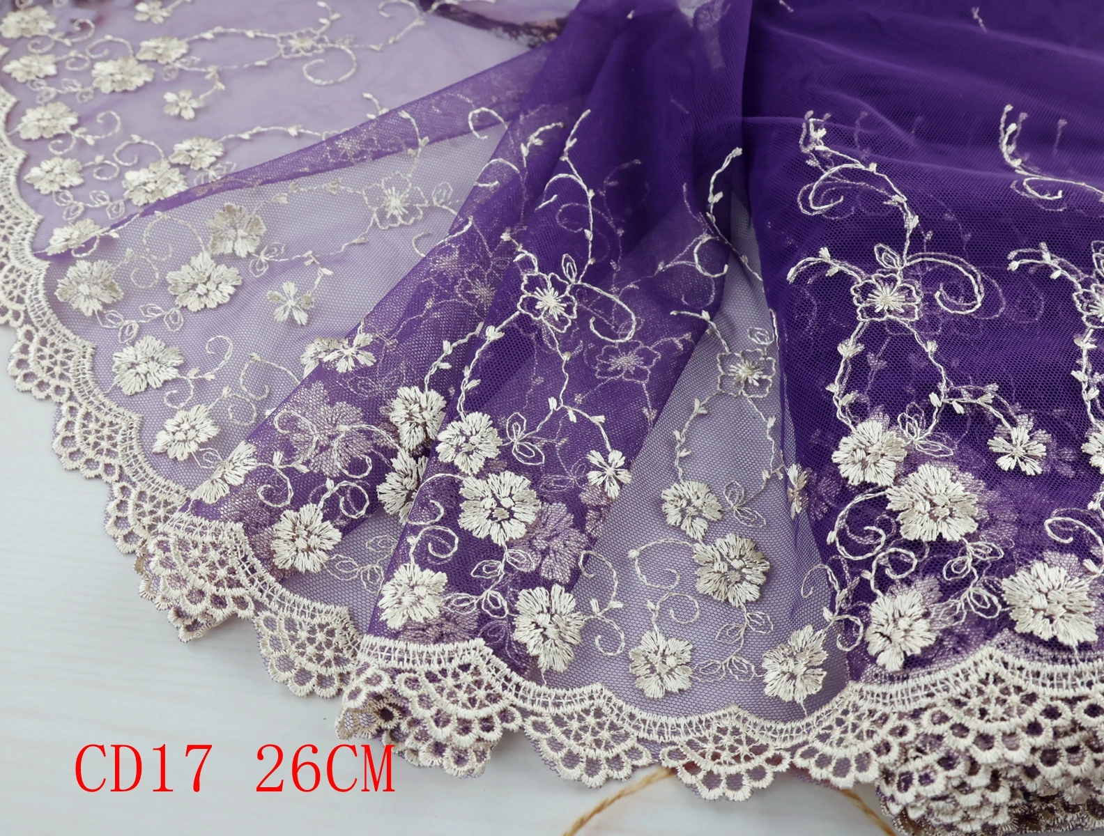 Wholesale Lot 1 Yards Delicate Embroidered flower Pink/Purple/Red/White/Black tulle lace trim DIY/sewing/Wedding Lace 03