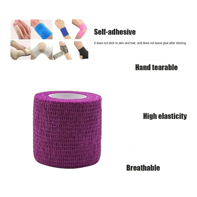 1/3/6/20PCS Sports Self Adhesive Purple Elastic Bandages Anti-slip Athletic Nonwoven Waterproof Elastic Tattoo Bandages Aid Kit