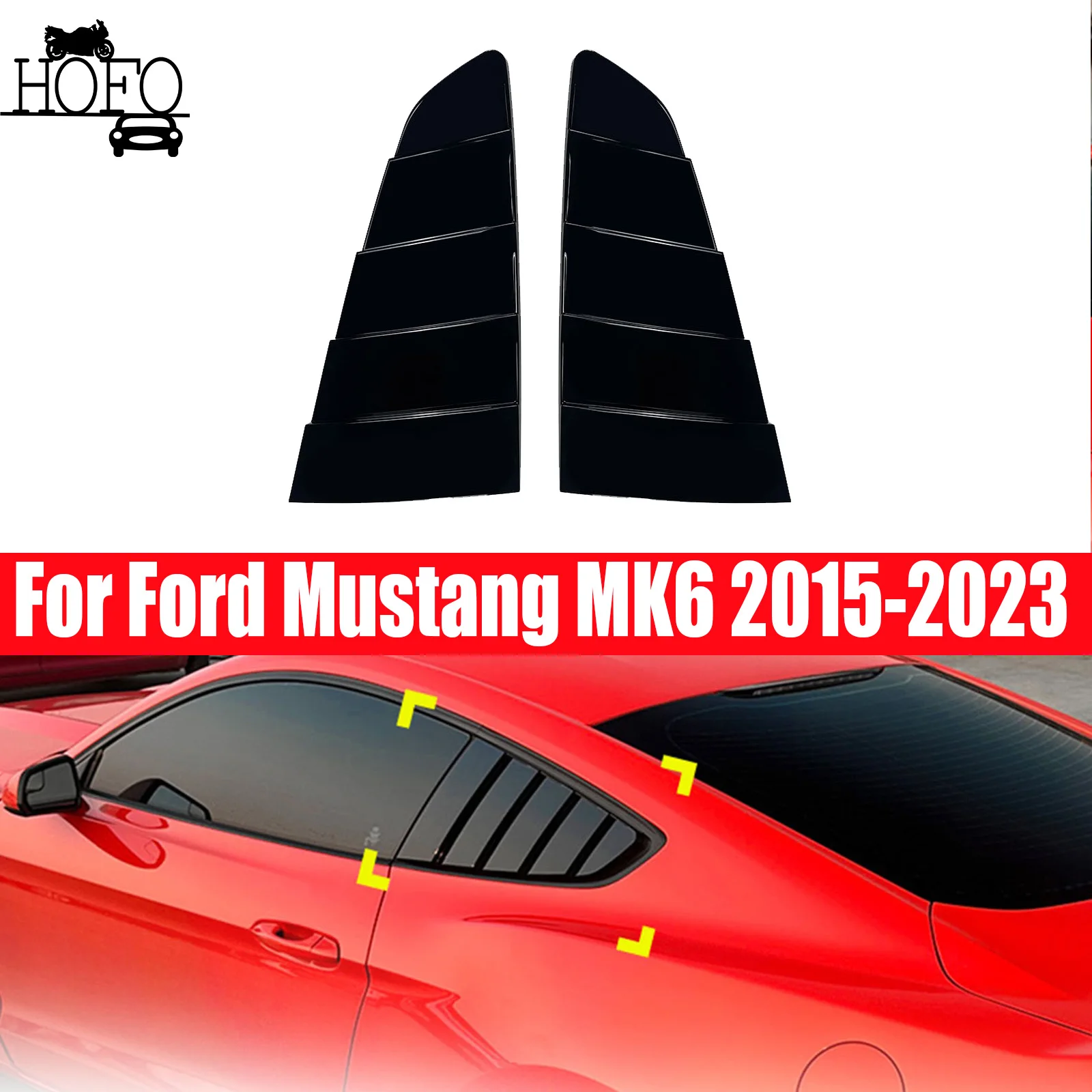

For Ford Mustang MK6 2015-2023 Car Rear Window Louvers Sticker Rear Triangle Window Shade Spoiler Trim Accessories