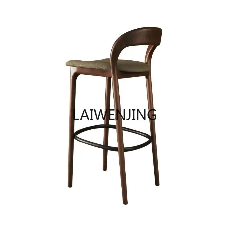 MJY simple solid wood high stool black walnut bar front desk high chair home