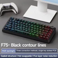 AULA F75 Teclado mecánico inalámbrico para juegos RGB luz personalizada 75% diseño Tri modos contorno lateral tallado PBT Keycap teclado