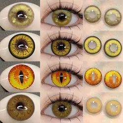 UYAAI Hot Set Newbie Friendly Yellow Contacts Lenses Makeup Beauty Yearly Soft Fashion Health Anime Cosplay Eyes Yellow Eyes