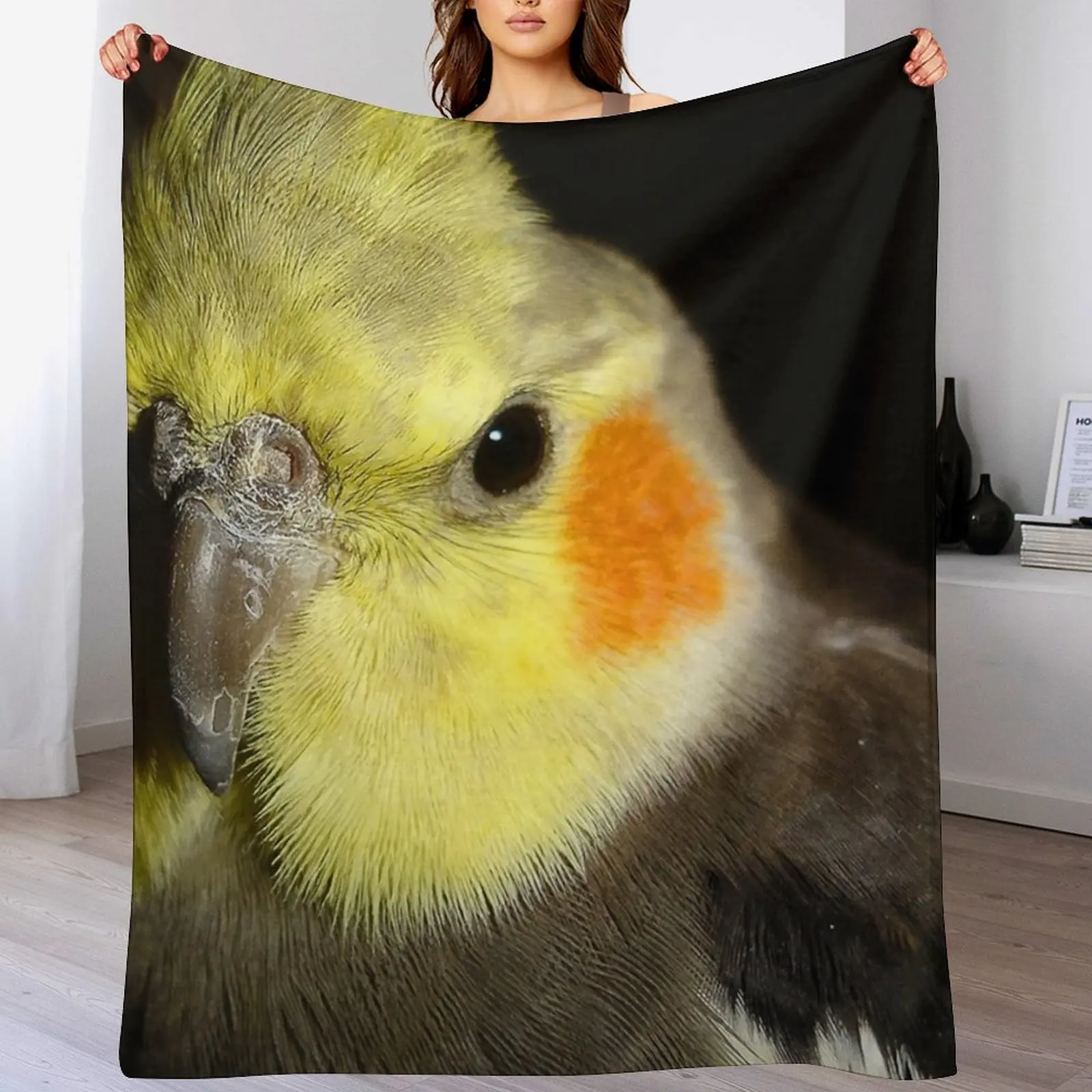 

Cockatiel Portrait Throw Blanket Soft Hair Camping Soft Big Blankets