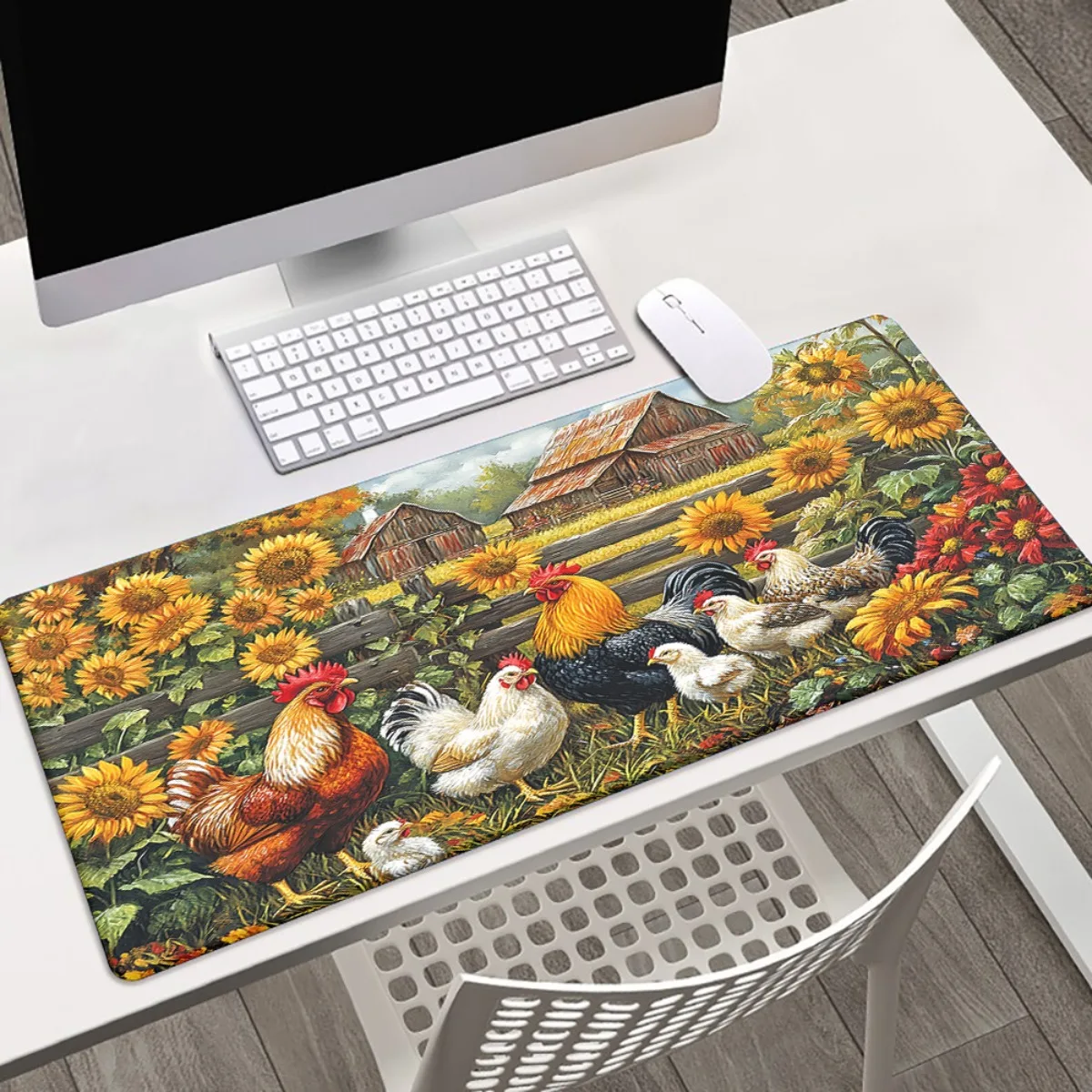 

1pc Farm Style Sunflower Mouse Pad, Non-Slip Desk Mat for Gaming Keyboard & Office PC