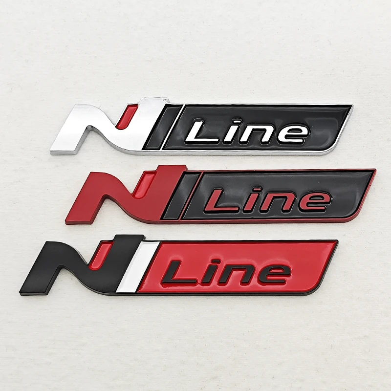 3D ABS Car Letters Logo N Line Fender Side Emblem Rear Trunk Badge Stickers For i20 i30 Kona Elantra Tucson N Line Accessories