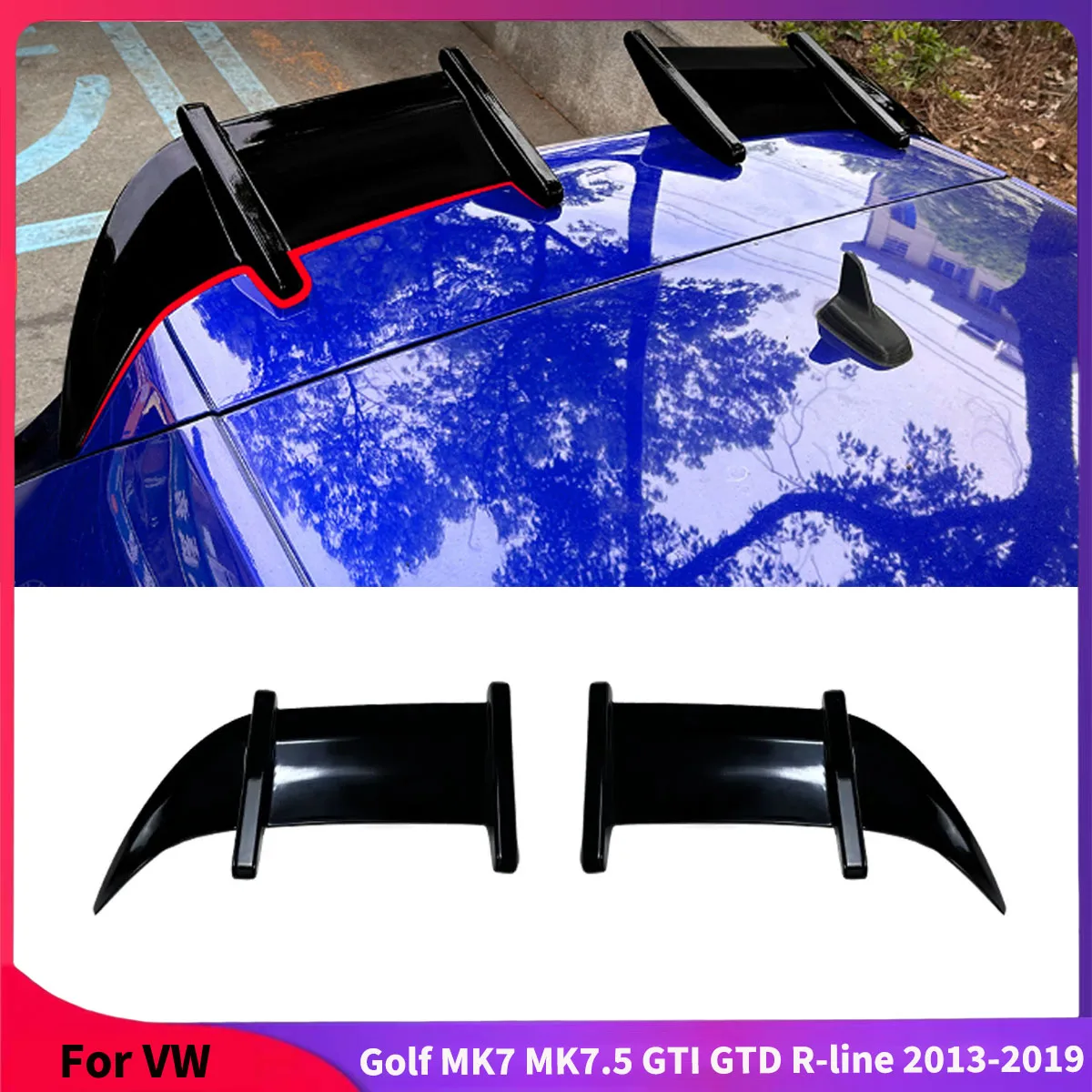 For VW Golf MK7 MK7.5 GTI GTD R-line AK Style 2013-2019 Car Rear Wing Standard Body Kit Trunk Spoiler Tail Roof Wings Accessorie