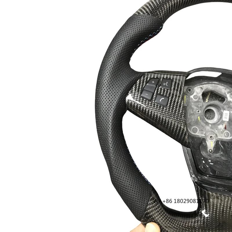عجلة القيادة من ألياف الكربون الرمادية، جلد مثقوب؛ عجلة قيادة رياضية من ألياف الكربون لـ، E60، E90، E91، E92 E93 #4