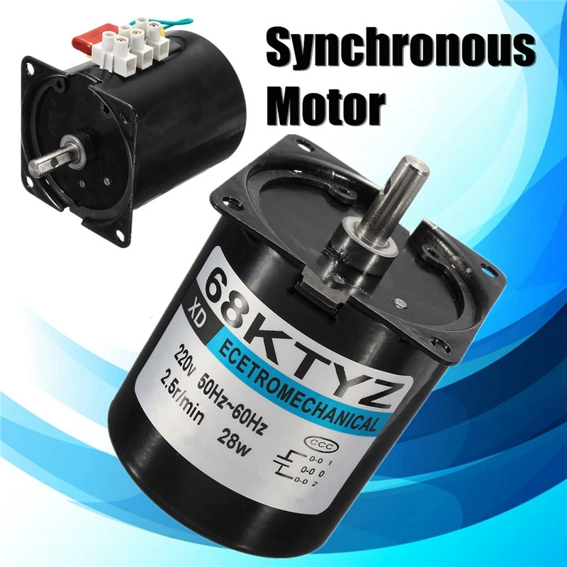 A63K-2 Pcs Permanent Magnet Synchronous Motor:1 Pcs 50Ktyz Ac220v 10W 0.5A 2.5R/ Min Ac Gear Reduction Motor Cw / Ccw & 1 Pcs 68