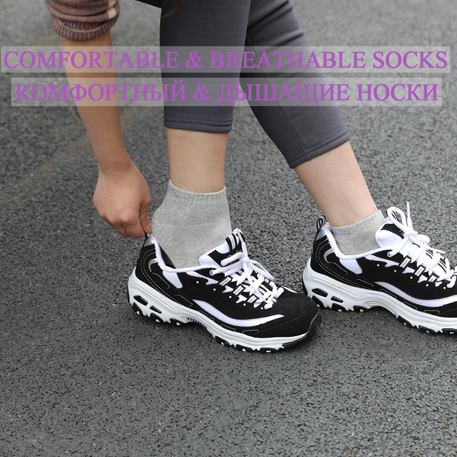 5 Pairs/Lot Women Socks Running Casual Outdoor Cotton Cute Colorful Stripes Compression Grey Short Sock Girls Gift Hot Sale 2024