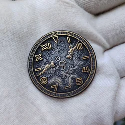 1 Piece Handmade Classic Chinese Dragon Bronze Watch Dial Watch Modification Face 34.5mm Watch accessories