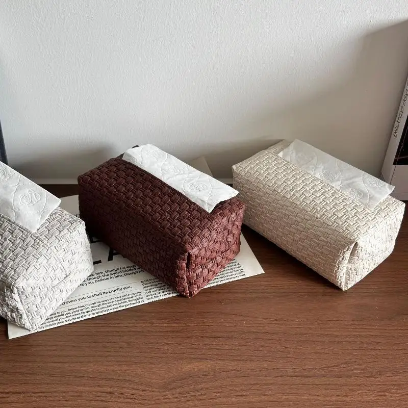 Vine Patterned Tissue Box Waterproof Leather Drawer: Storage Living Room Bedroom Car Mounted Large