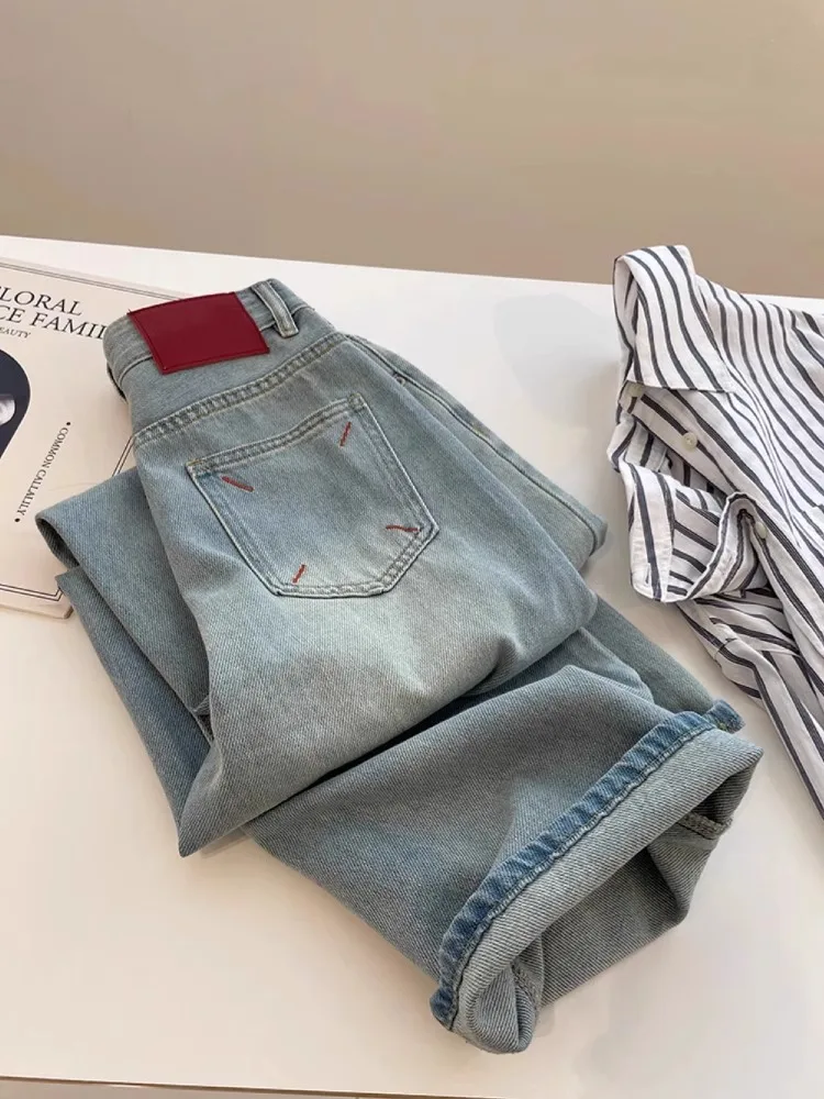 

High Waist Straight Leg Jeans Women's Light Color Versatile Loose Fit Spring Autumn Sle Commute Faion Slimming Long Pants