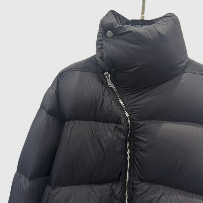 HKSH 2025 Winter New Women Down Coat Stand Collar Diagonal Zipper Pockets Dark High Street Fashion Thickened Warm Jacket HK13333