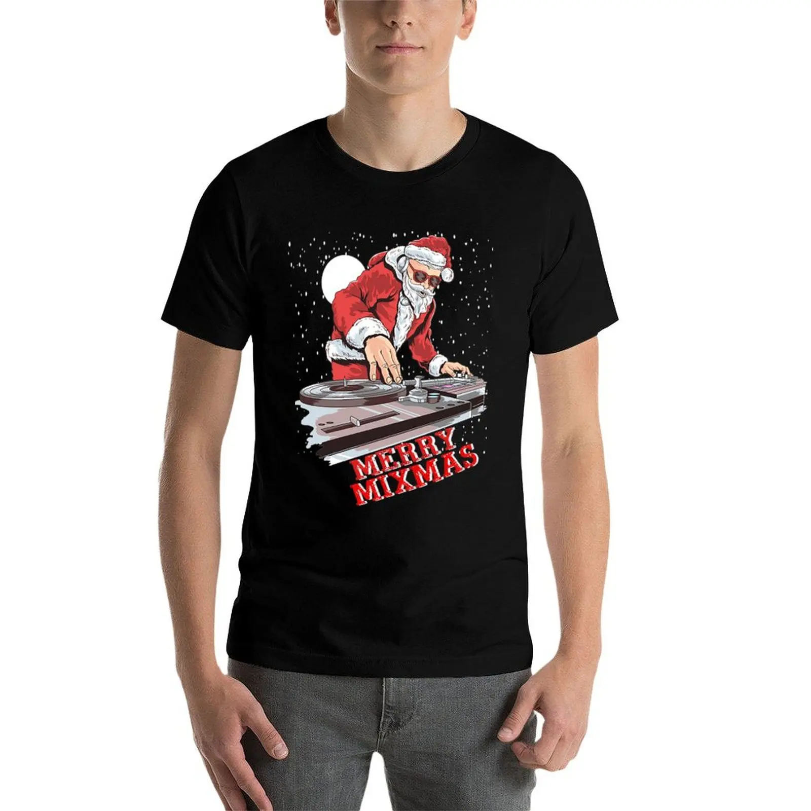 

Christmas Santa Claus Playing Dj Merry Mixmas T-Shirt funny t shirts cotton anime tshirt T-Shirt