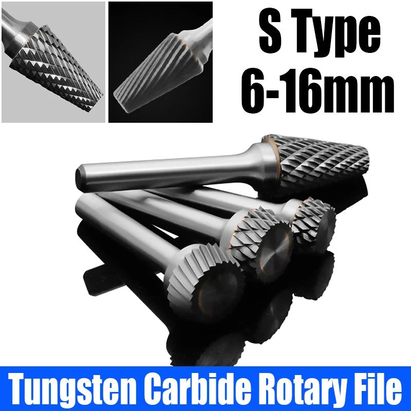 

1 шт. 6 мм-16 мм карбидный роторный напильник Вольфрамовая стальная Шлифовальная головка с одним/двойным пазом типа S фреза для гравировки/шлифовки