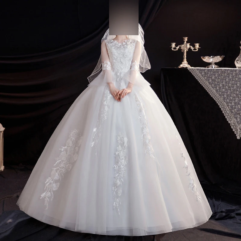Customized White Ball Gown Women Wedding Dresses Appliques Tulle Bridal Gowns Formal Occasion Vestido De Noiva Robe Mariage
