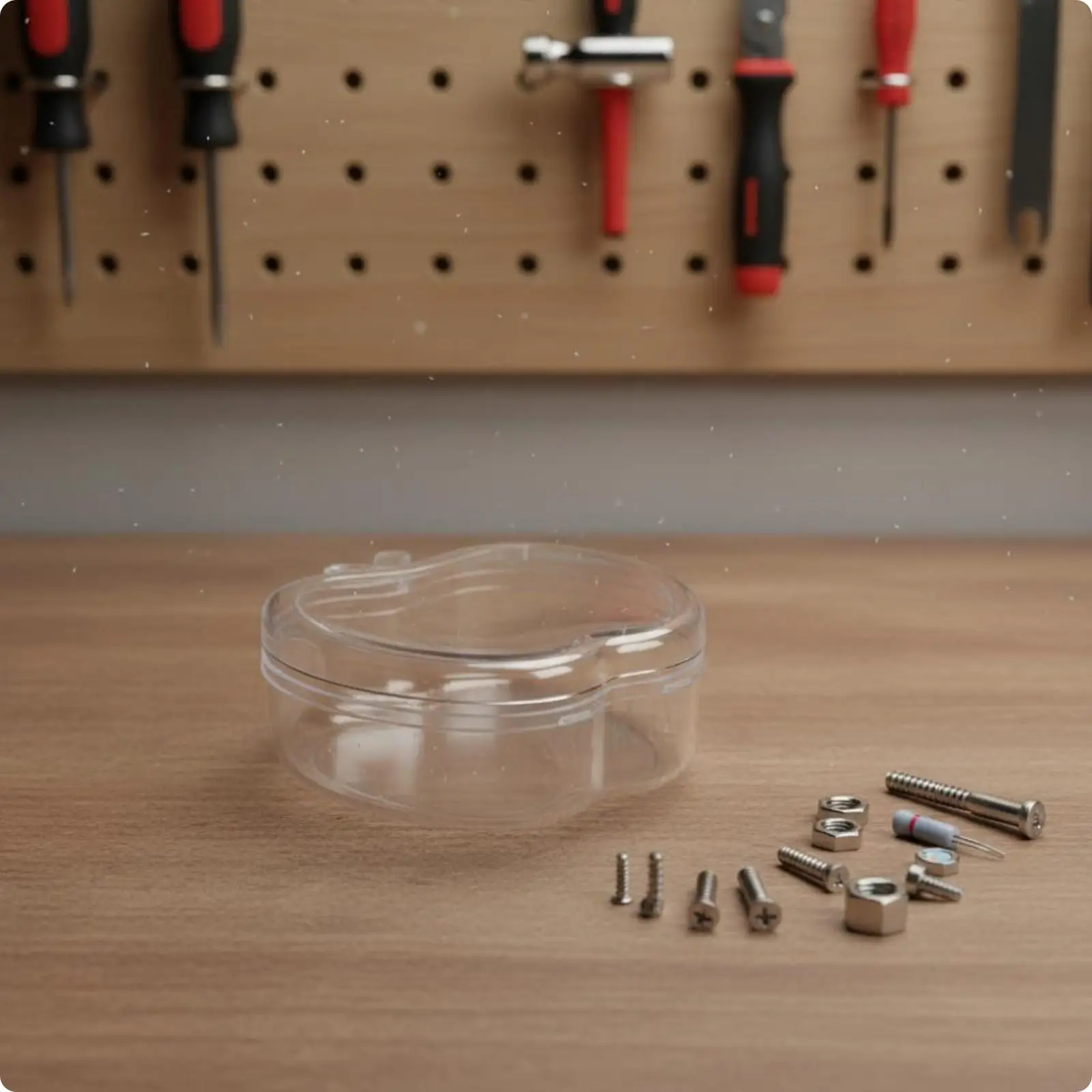 Clear Small Apple Box for Hardware Parts Beads Earbuds Desk Drawer Storage Container Organizer