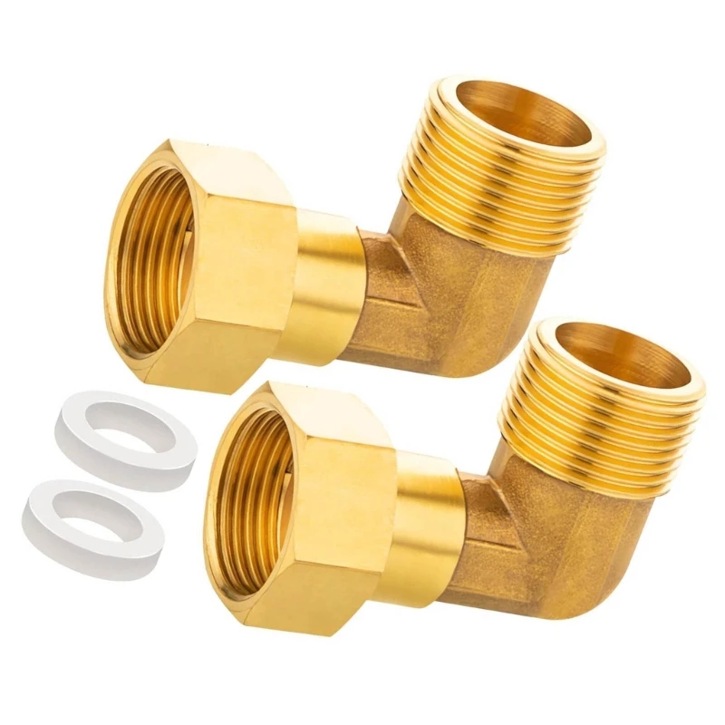 2pcs Brass 3/4 дюйма 90 градусов локоть примерка для ванной комнаты и садовых шлангов kxre