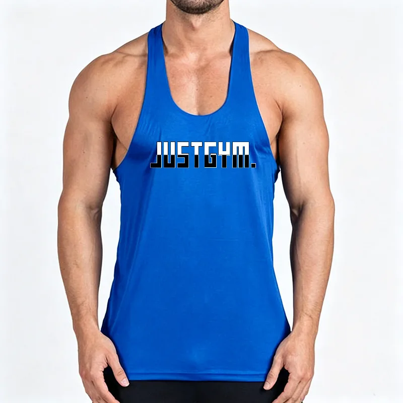 Summer Cotton Gym Stringer Tank Tops Men Y-Back Running Vests Bodybuilding Sleeveless Shirt Muscle Workout Fitness Singlet