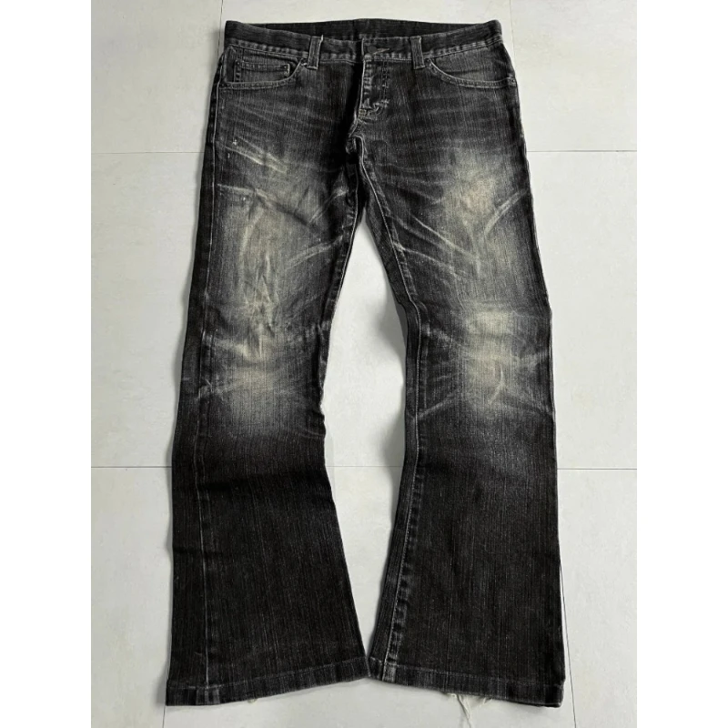 Deeptown Vintage Y2k Bootcut Jeans für Damen und Herren Distressed Flared Jeans Retro Grunge Streetwear Boyfriend-Stil Gewaschene Denim-Hosen