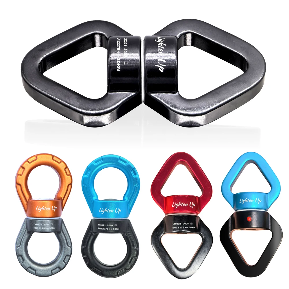 

Swivel Connector Carabiner 30KN Universal Ring Gimbal Climbing Rotary Connector Rotational Hammock Spinner Rope Yoga Accessories
