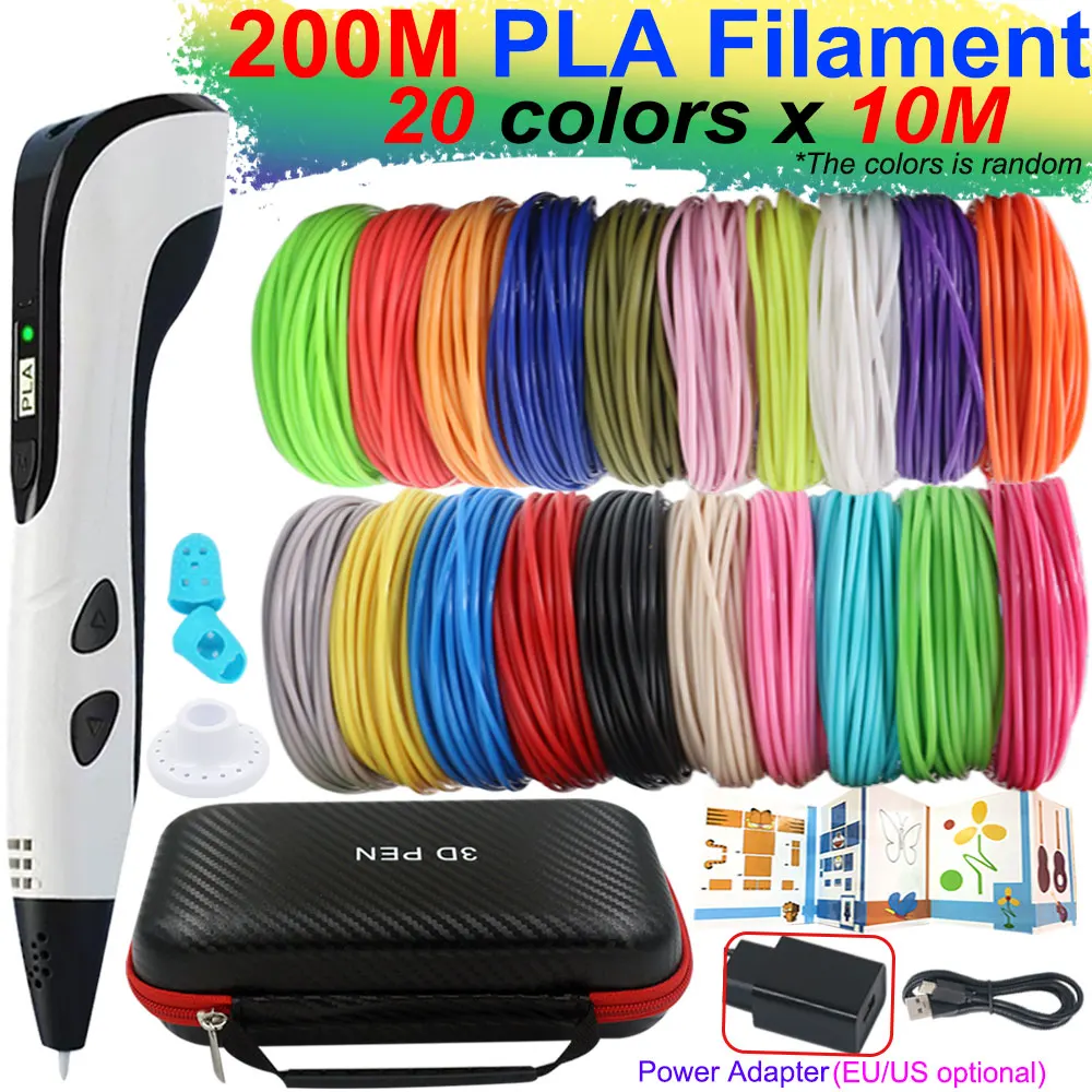 3D Printing Pen Three-dimensional Painting With LCD Screen PLA Filament Power Adapter Travel Box Kids Christmas Birthday Gift