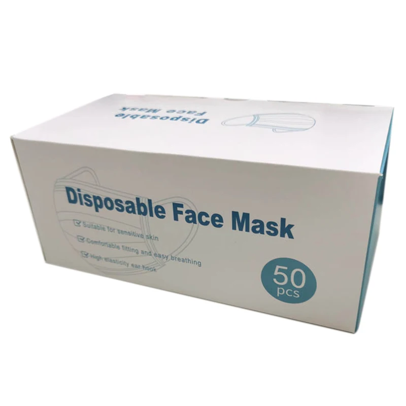 TEXU 50 Pcs Disposable Mask Box 50Pcs Color Box English Box,Printed In English