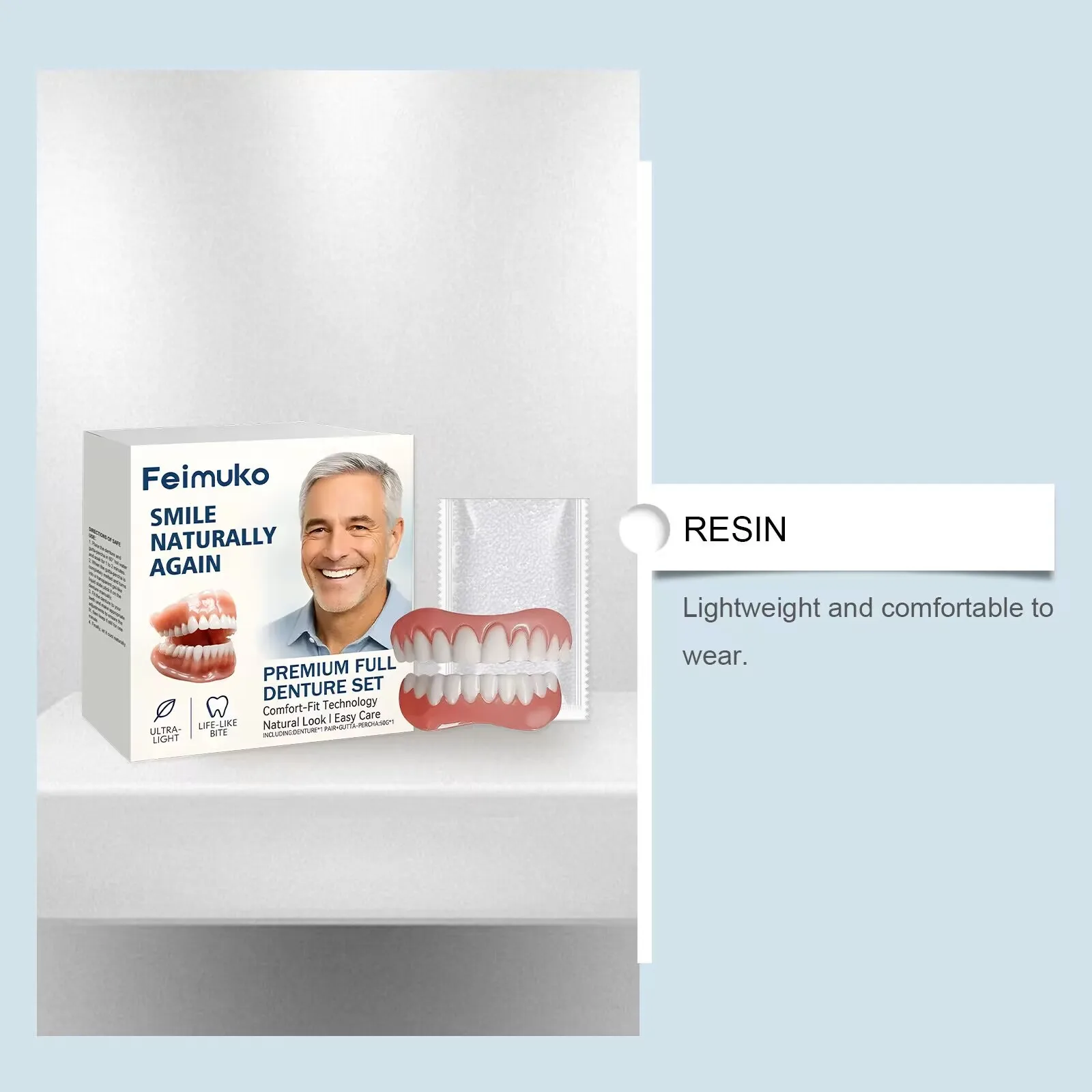 Dentures Full Set Natural Upper Lower Braces Silicone Denture Set For Men Women Instant Confident Fake Tooth Oral Hygiene Care