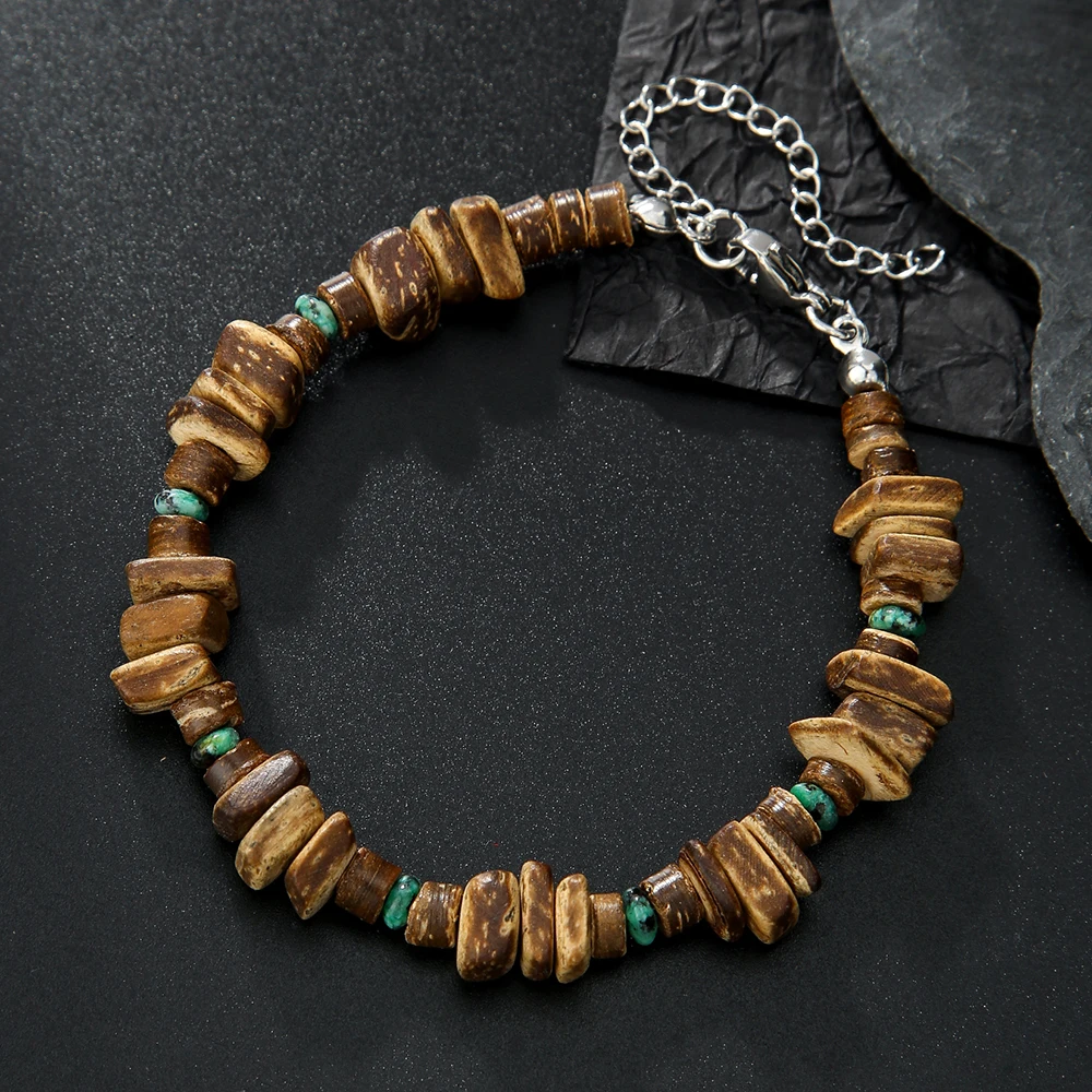 Fashion Simple Niche Design Wood Chip Shell Bead Bracelet Personality Punk Men's Bracelet Tiki Sense Tentacles Jewelry