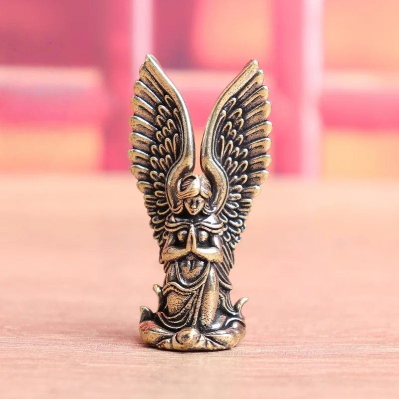Artisanal Bronze Guardian Angel Figurine - Retro Handmade Lucky Charm Premium Gift for Wedding Housewarming Home Decor