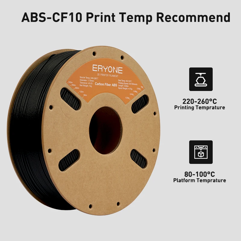 Eryone 1/5/10 كجم ABS خيوط ألياف الكربون طباعة ثلاثية الأبعاد، أسود، خيوط abs-cf كبيرة البيع، 1.75 مم، 1 كجم/بكرة