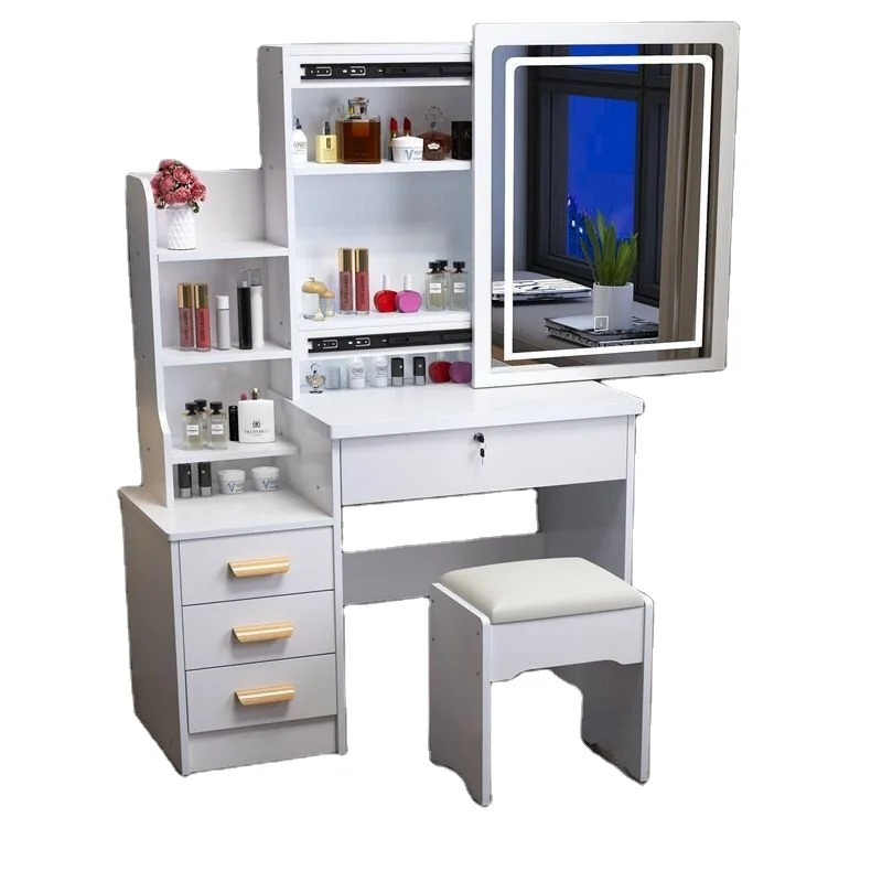 -ForBedroom Set Modern Furniture Luxury Dresser Make up Vanity Desk LED Light Makeup Dressing Table With Mirror&