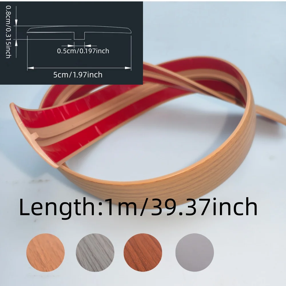 1 قطعة 1 متر/39.37 بوصة شريط انتقال الأرضيات البلاستيكية على شكل حرف T-سهولة التركيب، ختم عتبة متين للخشب الصلب والأرضيات المصفحة