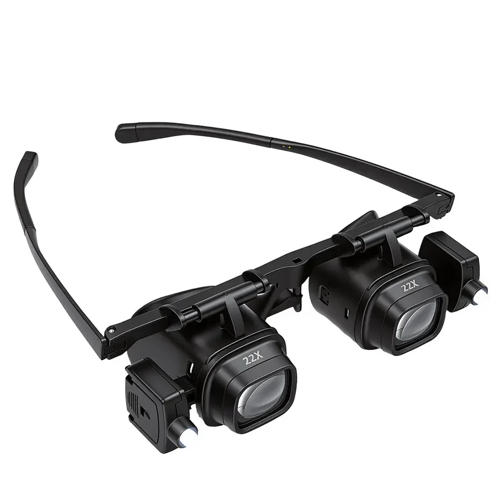 2X 6X 10X 24X Uhrenreparaturlupe Juwelier-Vergrößerungsglas Mehrfachvergrößerung Doppellupe Brillen mit LED-Beleuchtung – Detail 23